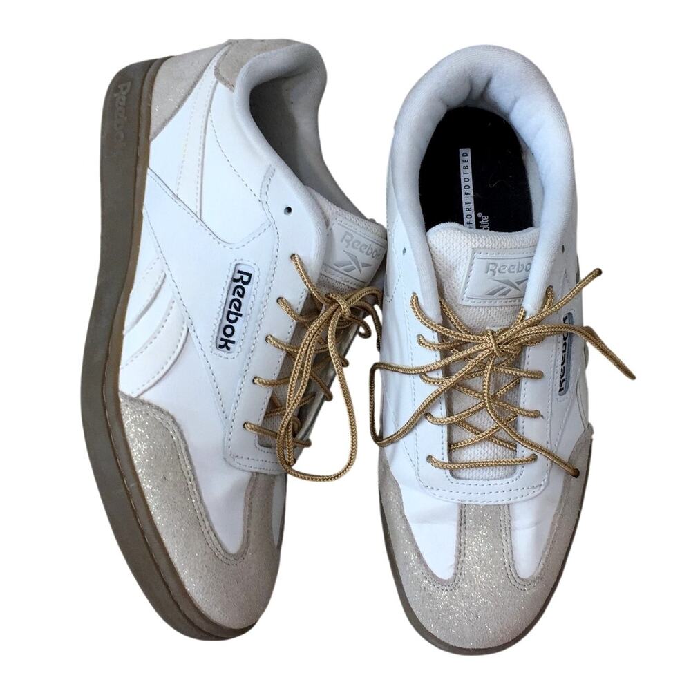 Reebok by Ortholite Forte Lounger Sneakers White/Gold Shimmer Comfort Sz: 8.5